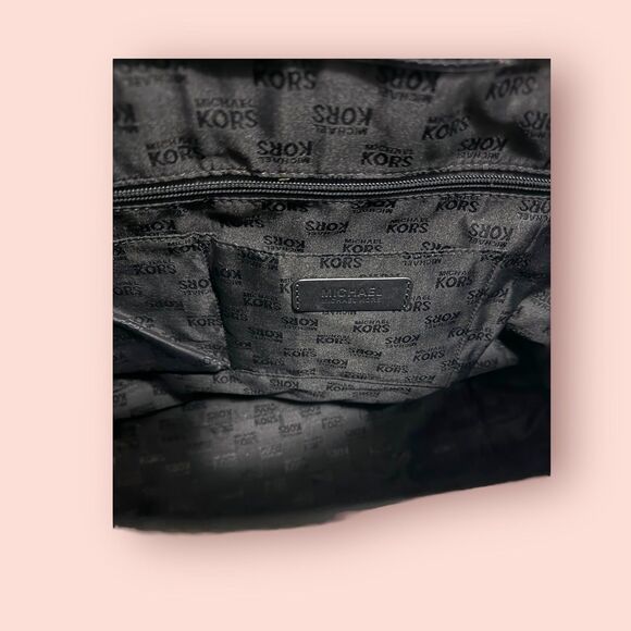 Michael Kors Women's Fulton Black White Striped Canvas Hand Bag / Medium Tote - Picture 8 of 8